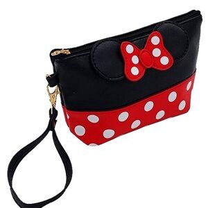 Red and Black Polka Dot Wristlet with Bow